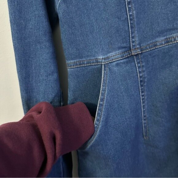 Free People Dynomite Denim Dress Small Western Boho Retro 70s - Picture 6 of 13